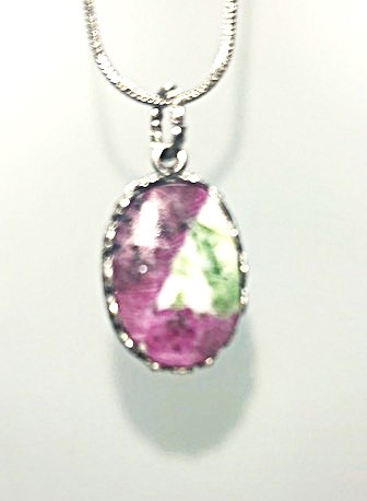A ruby zoisite necklace